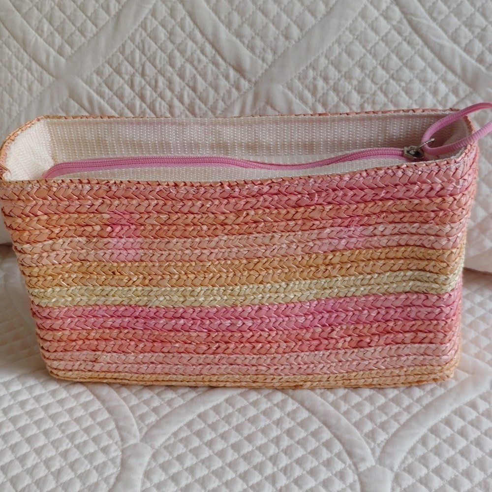 Pink Straw Handbag Purse